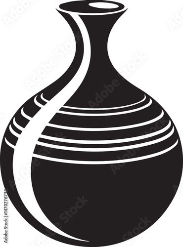 Lota Pot in Silhouette Vector | Traditional Black Vector Art Illustration