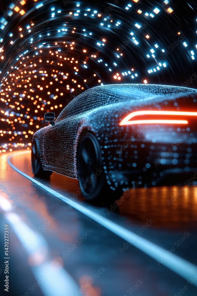 Digital neon road invites travelers on a high-speed journey through a vibrant cyberpunk landscape filled with glowing lights
