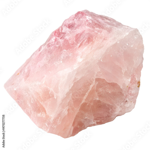 Watercolor Raw pink rose quartz crystal isolated on transparent background  photo