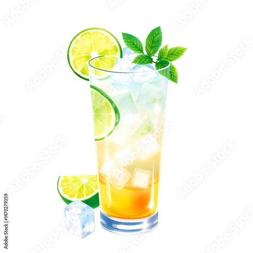 cocktail with lime and mint