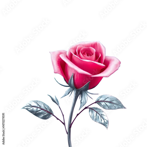 pink rose on white background