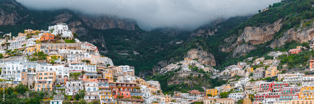 Naklejka premium Colorful Terraced Buildings in Positano on the Amalfi Coast, Italy
