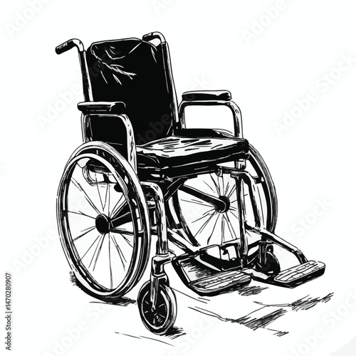 Black And White Wheelchair Illustration Medical Mobility Aid Accessibility And Inclusion