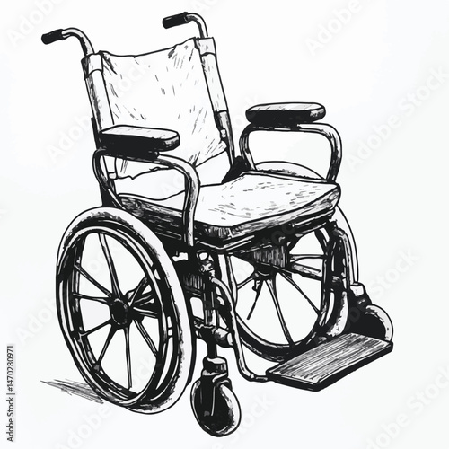 Wheelchair Illustration Medical Equipment Disability Support Aid Mobility Assistance Healthcare Black And White