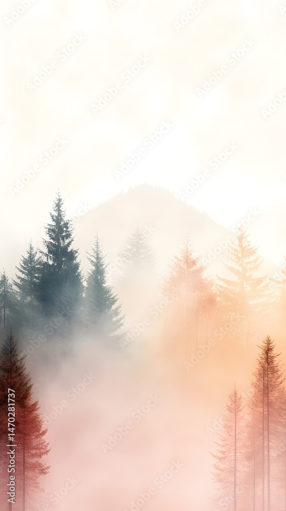 Misty Mountain Peak and Forest Landscape Misty Mountain Peak and Forest Landscape