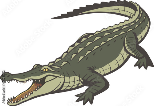 Colored Crocodile Design Illustration. Artistic Crocodile Color Design. Colorful Crocodile Graphic Artwork. Crocodile Theme Colorful Design