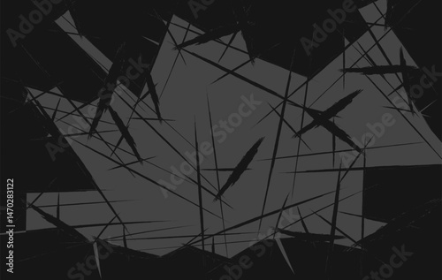 Shattered Glass Abstract with Lines and Geometric Shapes