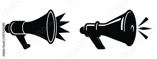Simple Audio & Speaker Symbol Pack, Mute & Volume Adjustment Icons, On White Background
