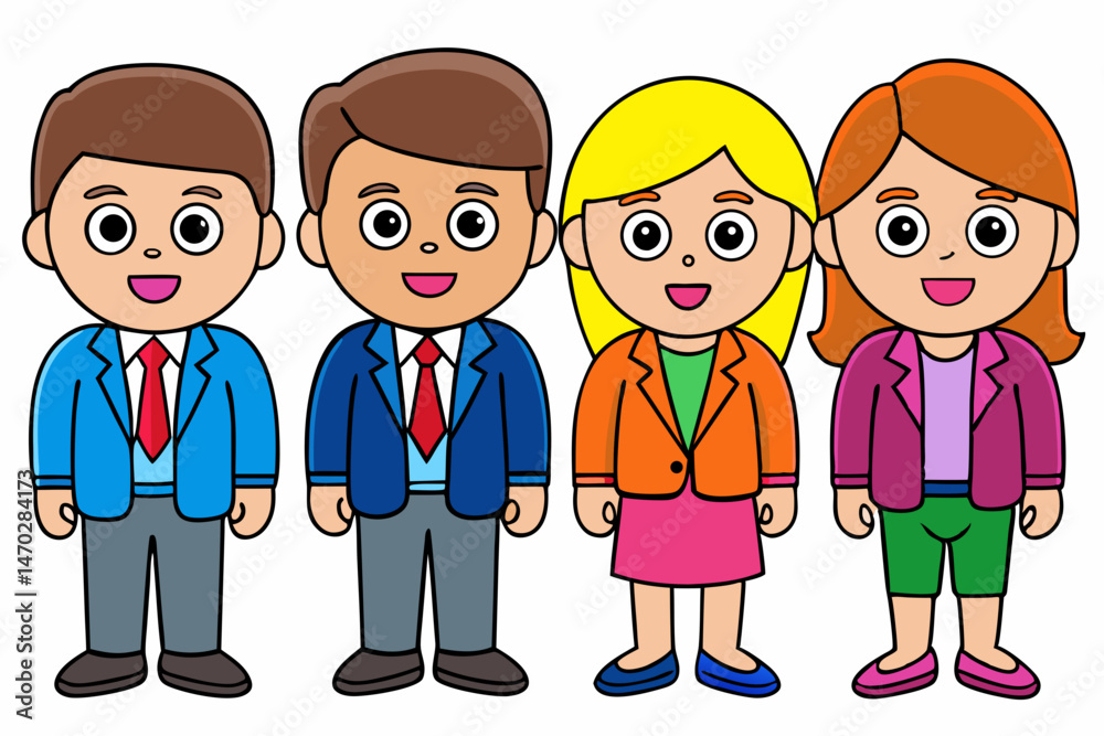 set of cartoon people set of cartoon people