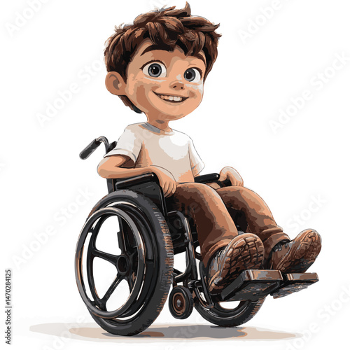 Cartoon Boy Smiling In Wheelchair Illustration For Inclusive Designs And Accessibility