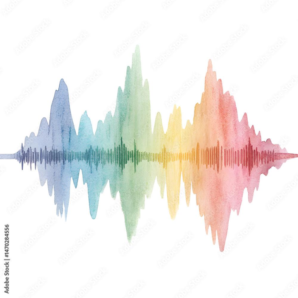 Fototapeta premium Watercolor sound wave equalizer element, isolated on transparent background