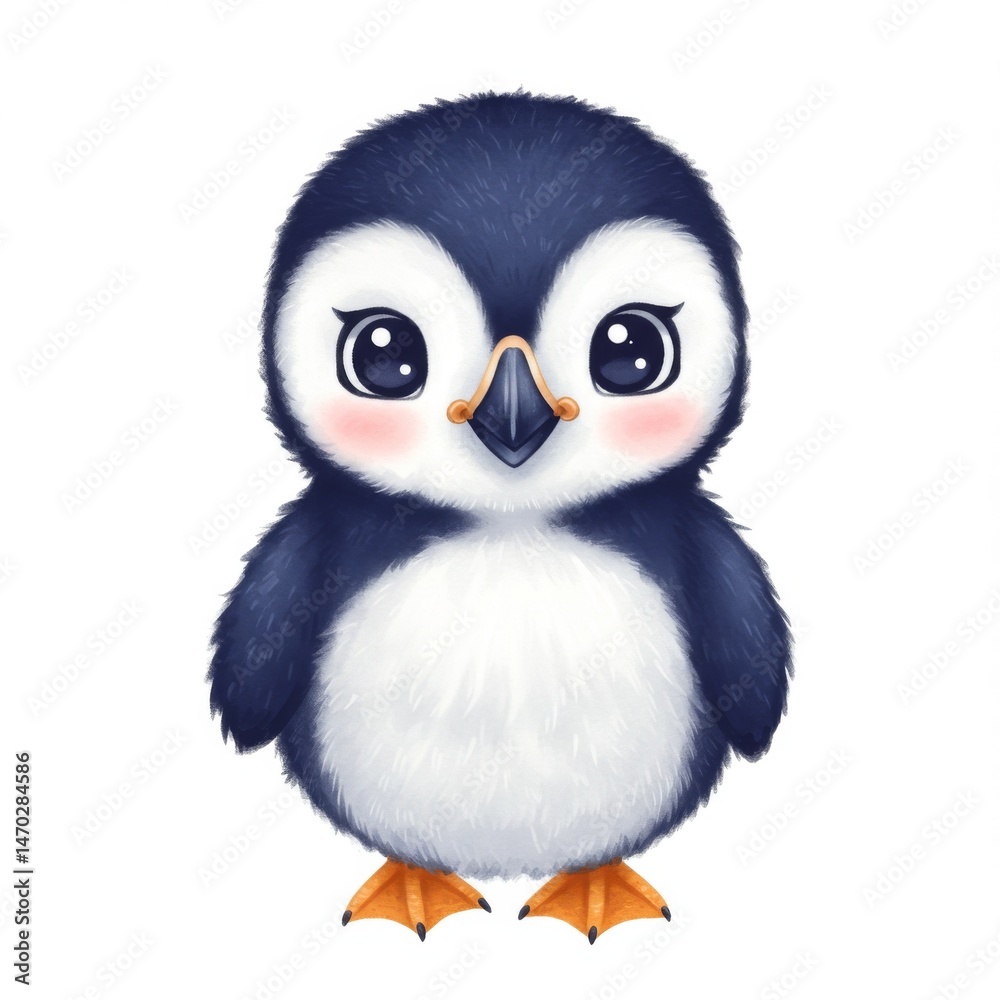 Naklejka premium Cute Cartoon Penguin Illustration