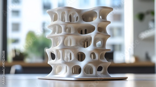 A detailed 3D printed architectural model, showcasing intricate design.
