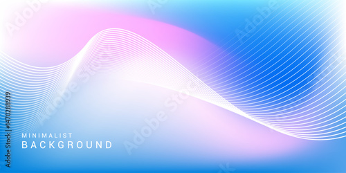 Abstract blue gradient background with shining lines waves. Minimalist background for banner, poster, cover, brochure, flyer, website