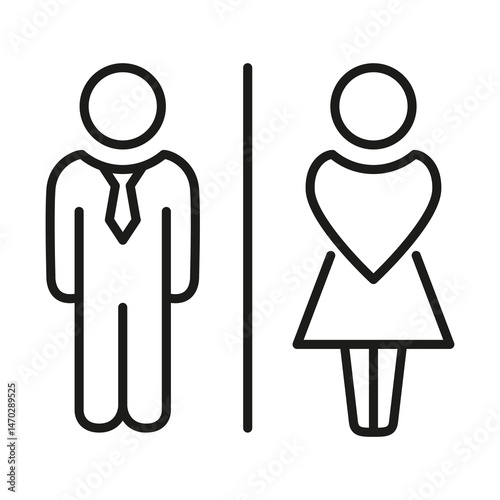 Public restroom sign. Toilet minimalist icon. Male and female restroom. Vector Illustration on a white background.
