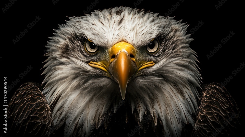 A Striking Frontal Portrait of a Majestic Bald Eagle A Striking Frontal Portrait of a Majestic Bald Eagle