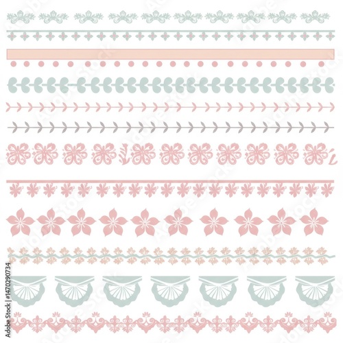 Pastel Floral Seamless Borders Collection