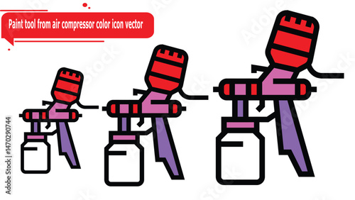  Paint tool from air compressor color icon vector