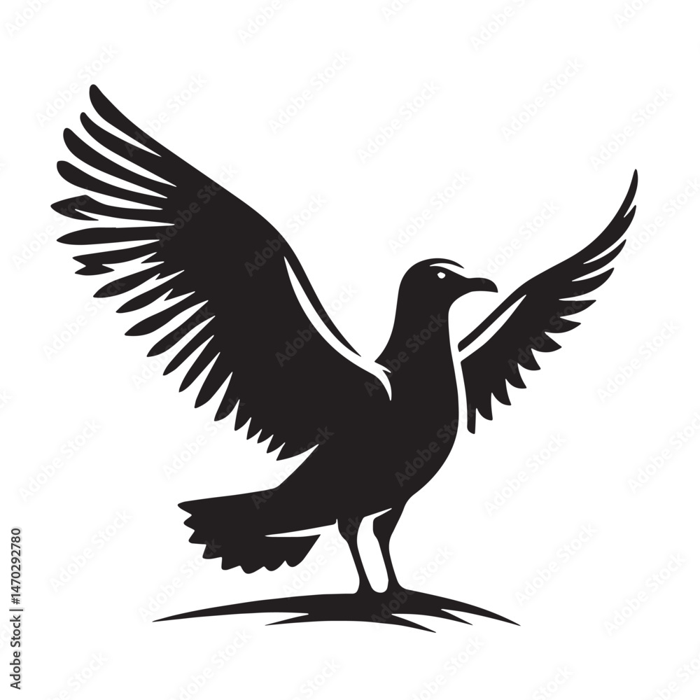 Seagull Silhouette line art vector illustration on white background Seagull Silhouette line art vector illustration on white background