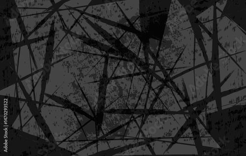 Abstract Composition of Shattered Lines and Geometric Shapes
