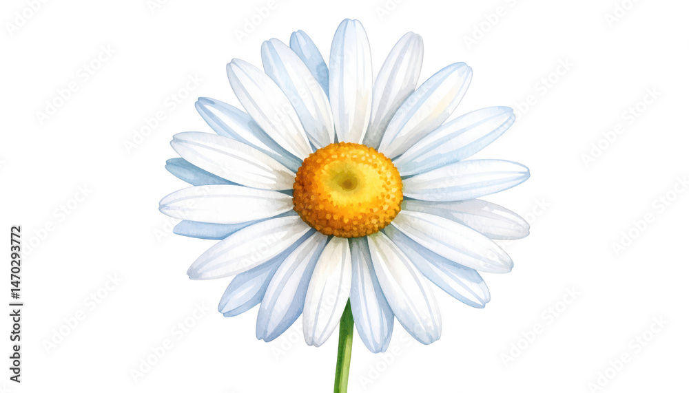 Fototapeta premium Exquisite closeup, pristine white daisy with vibrant yellow center in full bloom