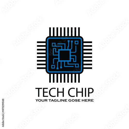 "Microchip Circuit Tech Logo – Modern Digital Hardware Icon Design"
