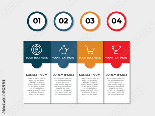 Collection of vector circle chart infographic templates for presentations, advertising, layouts, annual reports. 4options, steps, parts.