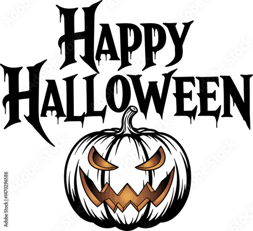 Happy Halloween Spooky Pumpkin Design for October Festivities