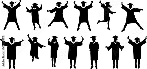 Celebrating Graduation Joyful Silhouettes of Graduates