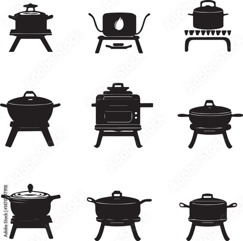 vector illustration of cooking pots