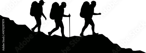 Silhouettes of Hikers Ascending a Mountain A Journey of Adventure and Exploration