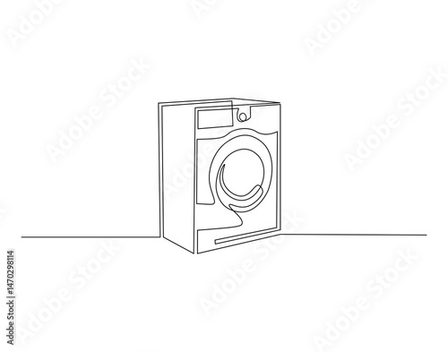 Washing machine outline drawing illustration. Continuous line draw of international technology day vector