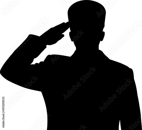 Silhouette of a Person Saluting Respect, Honor, and Military Tribute