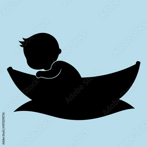 Baby Resting in Wool Blanket Silhouette