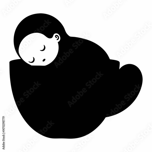 Small Baby Curled Up Silhouette