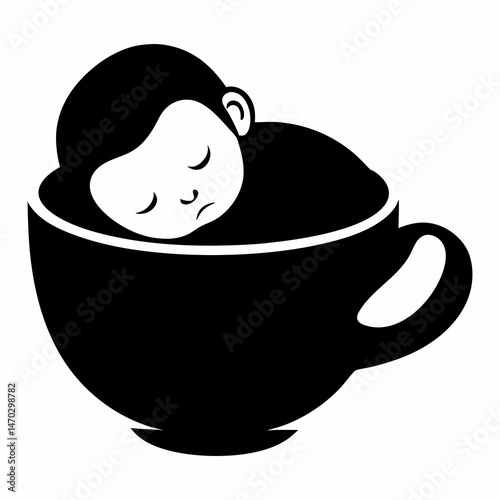 Infant Curled in Blanket Silhouette