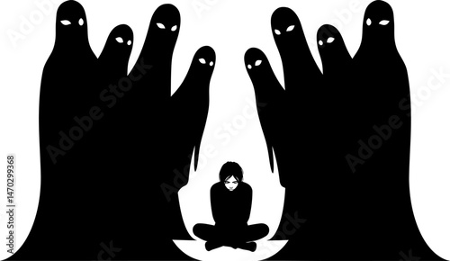 Silhouette Illustration Fear, Isolation, and the Overwhelming Presence of the Unknown