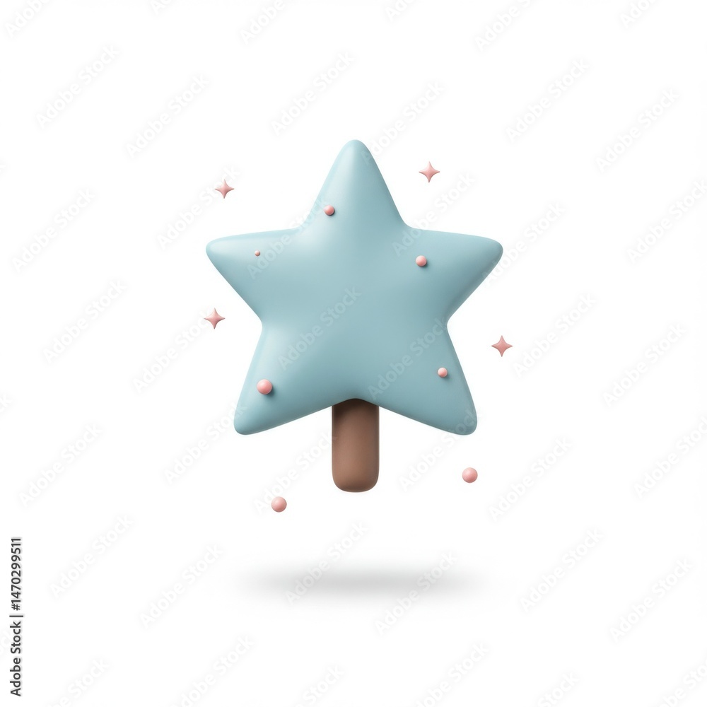 Obraz premium Cute Pastel Blue 3D Render Star with Pink Dots