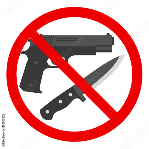 No Weapons Allowed Gun and Knife Prohibition Symbol