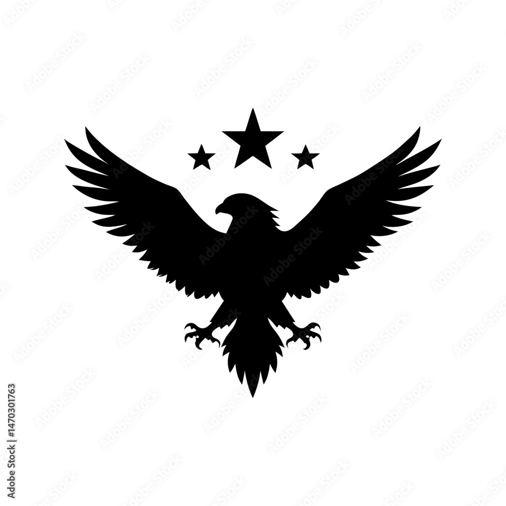 Obraz premium a silhouette eagle soaring army stars vector art silhouette
