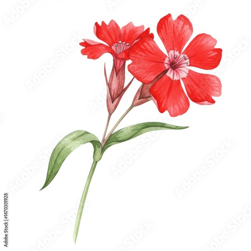 Vibrant Red Flower Watercolor Painting