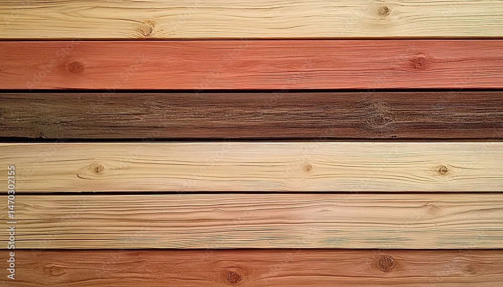 Fototapeta premium Close-up of horizontal wooden planks with varied grains and knots.
