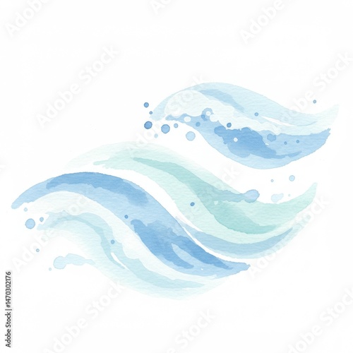 Abstract Watercolor Waves in Blue and Green Hues