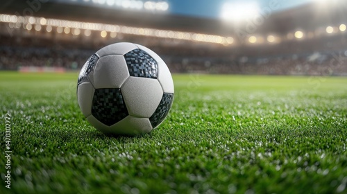 Soccer ball on a field at night