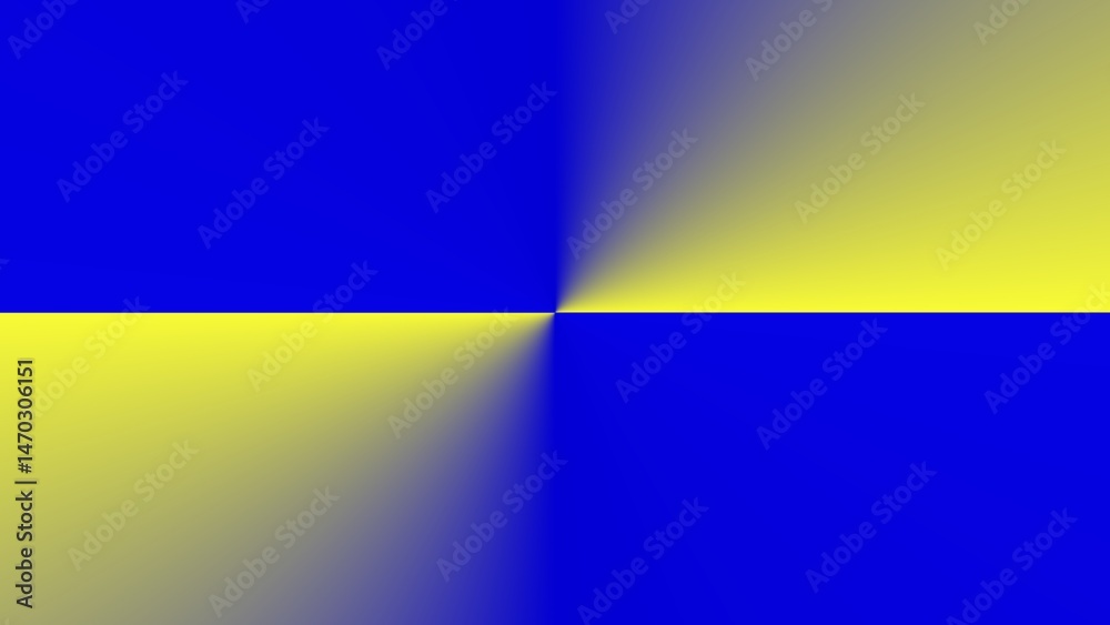 Fototapeta premium Abstract image with blue and yellow gradient, divided into four quadrants