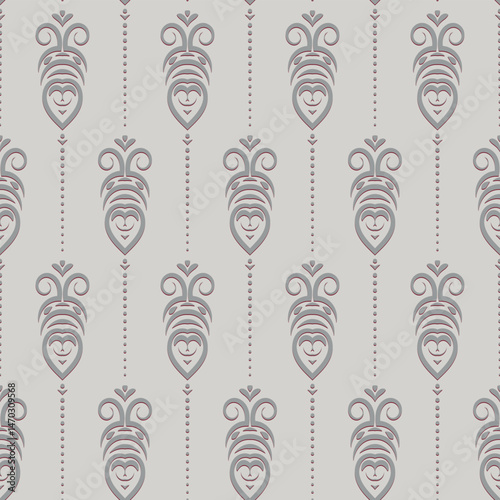 Ornate seamless pattern with damask design Traditional oriental or baroque background for textiles, wallpapers.