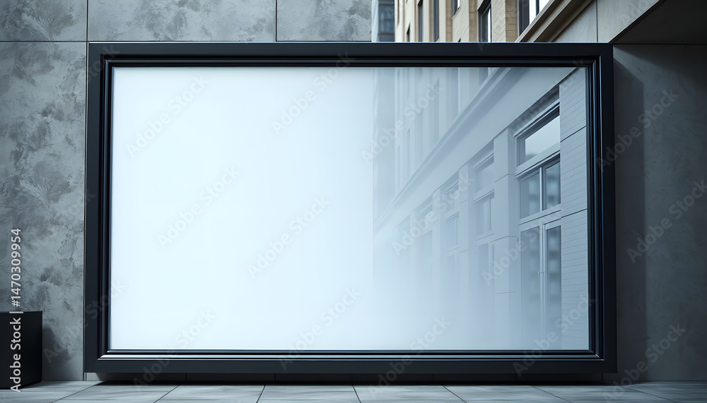 Fototapeta premium Urban Mock up white paper billboard or poster in a frame on a wall background. White tone
