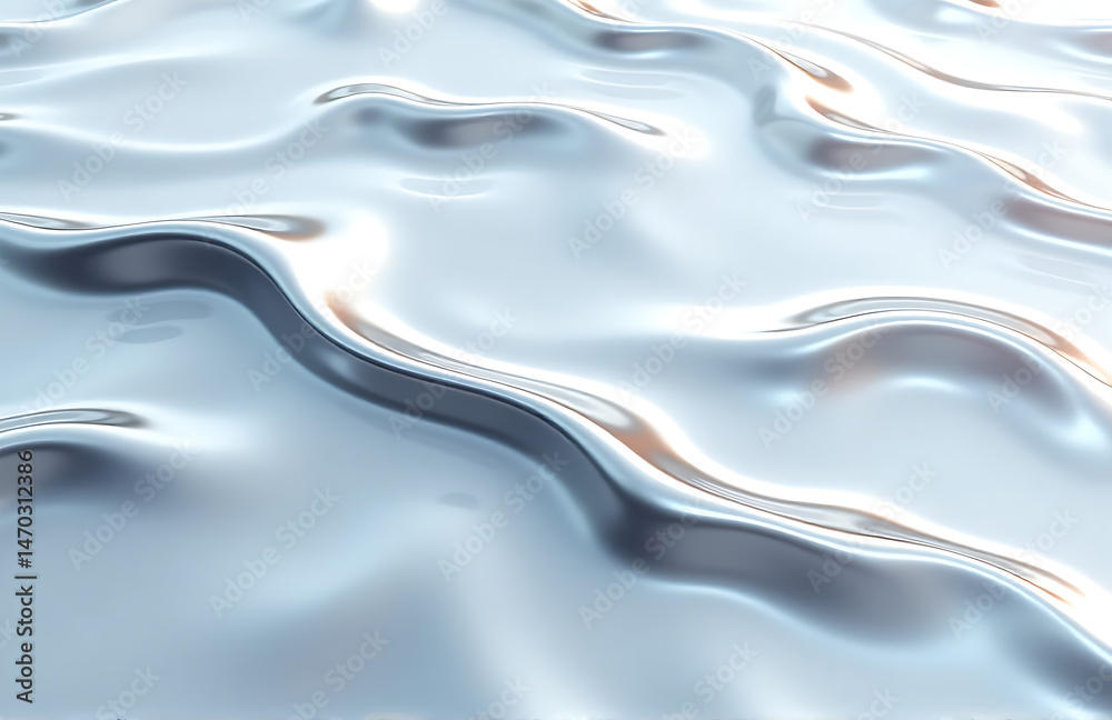 Fototapeta premium reflective silver metallic liquid flowing chromed surface resembles calmness still water abstract
