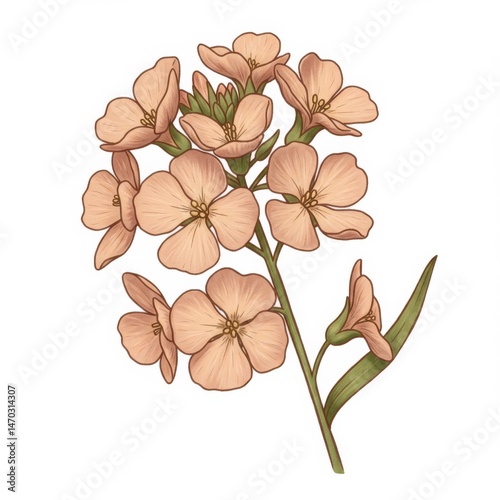 Peach Colored Flower Blossom Illustration