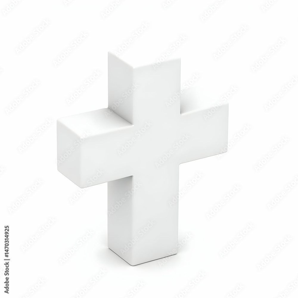Fototapeta premium Medical cross 3D icon isolated on white background symbolizing health and emergency services 